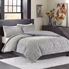 0067571667533 Madison Park 3 Piece Grey King Medallion Design Ultra Plush Fur Mini Comforter Bedding Set 675716675332