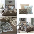 03056685 Madison Park Cal King Luxurious Brown Blue Damask 666703056685