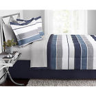 063108439011 Mainstays King Size Comforter Set Blue Stripe Bed