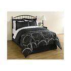 0743167288873 Essential Home Black Bedding Set Queen Size Circles