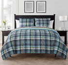 0743167292894 Vcny Mens Stripe Plaid Comforter Twin Xl Reversible