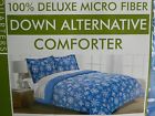 081806317905 Living Quarters Down Alternative Reversible Blue Comforter White