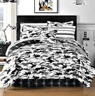 090125251937 Keeko Home Camouflage Black Gray White Queen Comforter Sheets Shams Bed Skirt And Linens