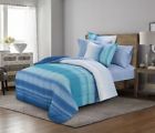 103356 Unbranded Light Dark Blue White Striped Ombre Piece Comforter Bedding