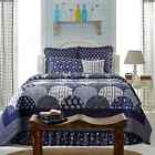 23548 110x97 Shell Blue Clam Harbor King Set Patchwork Bedding 6pc Quilt Bluehill
