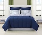 12671401txlbb  Colormate Window Pane Solid And Stripe Reversible Complete Bed Set