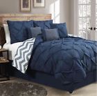 1613 Home Designs Pintuck Comforter Set King Hypoallergenic Blue Reversible Bedding W Microfiber 0701098751613