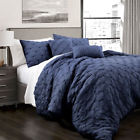 16t001912 Lush Decor Ravello Pintuck Navy King Comforter Set 848742063491