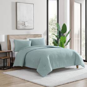 Cs17839flwfaec 1888 Mills True Comfort Waffle Comforter Set Full - Aqua