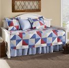 200393 Cover Skirt Shams Patchwork Pattern 5 Piece Daybed Set Blue Red Ivory Bed Quilt Comforter 845949068533