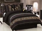 20613 7 Embroidery Chenille Pieces Comforter King Set Purple Dark Floral Queen