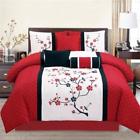 20842queen Elight Home Sakura Embrodieried Queen Size Comforter Set 814791023052