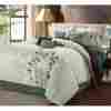 21ck101-an Chic Home Bliss Garden 8 Piece Embroidered Comforter Set King Beige
