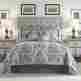 2s0-003h0-1280 Croscill Amelia King Comforter Set 4 Piece Reversible Bedding Damask Blue Ivory 083013337677
