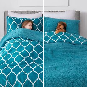 3 Pieces Comforters Twin Size Set Sherpa Fleece Bedding Comforter With 2 Pillow