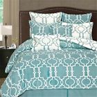 38269cs3trq Queen Turquoise 8pc Set Grid Intl. Iron Home Fashions