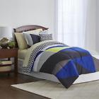 3967 Colormate Geometric Bedding Set With Reversible Comforter Queen Size