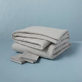 83030395 3pc King Linen Blend Comforter Set Jet Gray Hearth And Hand With Magnolia