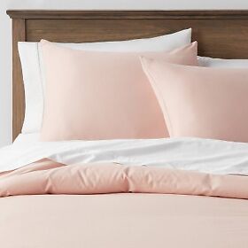 81786176 3pc King Washed Cotton Sateen Duvet And Sham Set Blush Threshold