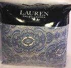 3pc Ralph Lauren Comforter Set Blue Paisley Chambray Stripe 886087316216