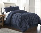43195-49636 Staniey Pintuck Pinch Pleat Queen Comforter Set In Navy Blue