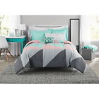 440962211 Mainstays Geometric Design Gray And Teal Queen Size 764920903864