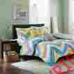 Id10-190 5-piece Id10-191 Intelligent Design Full Queen Modern Chevron Stripe Gray Yellow Blue Comforter Bedding Set 675716535476