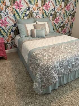 510 Design 022164159790 8pc Josefina Mid Weight Embroidered Queen Comforter Set Seafoam