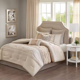 510 Design 086569004871 Ramsey Embroidered 8-pc. Comforter Set California King - Neutral