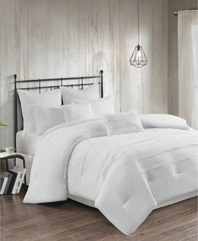 510 Design 086569224682 Desing Jenda Textured 8 Pcs Queen Comforter Set Color White New