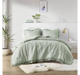 1687018a7415e6 510 Design Quilted Ruffle Edge 2-piece Comforter Set Sage Green Twin / Xl