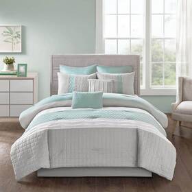 5ds10-0054 510 Design Irvine 8-piece Seafoam/grey Polyester King Comforter Set