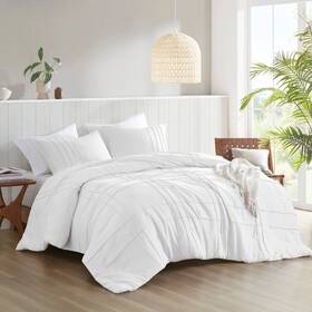 91218716 510 Design Twin/twin Extra Long Porter Soft Washed Durable Pleated Comforter Set White