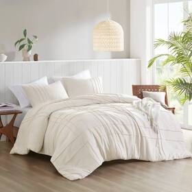 91218762 510 Design Twin/twin Extra Long Porter Soft Washed Durable Pleated Comforter Set Neutral