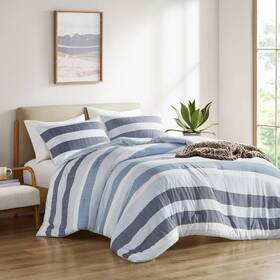 91846266 510 Design Full/queen Blake Striped Textured Print Microfiber Comforter Set