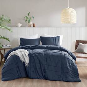 93533118 510 Design California King Porter Soft Washed Pleated Comforter Set Navy Blue