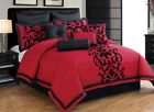 56432 Bedding Furniture Piece Black And Red Comforter Set King Size