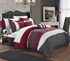 Cs1222-409-an 6-piece Chic Home Carlton Comforter Set Queen Size Burgundy 840444112224