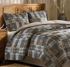 606034948709 Unbranded Rustic Brown Blue Comforter Set Full Queen