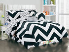 617237893864 Hg Station 11p Striated Chevron Zigzag Reversible Comforter Sheet Set Black White Gray King