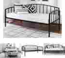 61915 Twin Daybed Bedding Black Metal Frame Comfortable Bed Modern Bedroom Furniture 742834461915