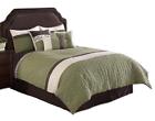 64052 Hallmart Collectibles Frontera Quilted Comforter Set Queen Green