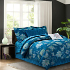 64132914 Jaipur Floral Print Comforter Set Printed Pattern Queen Teal Vibrant