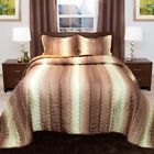 66-201-t-c Lavish Home Striped Chocolate Taupe