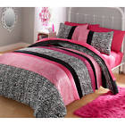 6649 Your Zone Comforter Bed Set Pink Zebra Print Reversible Machine