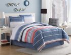 6814 Eh Twin Size Complete Bed Set Blue Stripe