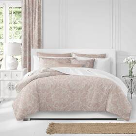 6ix Tailors 685693004438 Damaskus Linen Blush Comforter And Pillow Sham Set