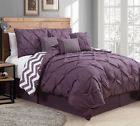 Vnc-7cs-quen-gh-pl 7-piece 2795 Avondale Manor Reversible Comforter Set Queen Bed Bedding Pintucks Luxurious Purple 868339002795