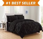 700rw-8pc-pintuck-comf-king-black Elegant Comfort Luxury Best Softest Coziest Comforter Set 088234297540
