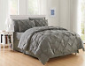 700rw-8pc-pintuck-comf-king-gray Elegant Comfort Bed Comforter Complete Set Silky Microfiber 689788970424